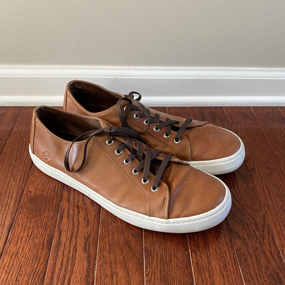 Sperry Cognac Brown Leather Shoes Size 12